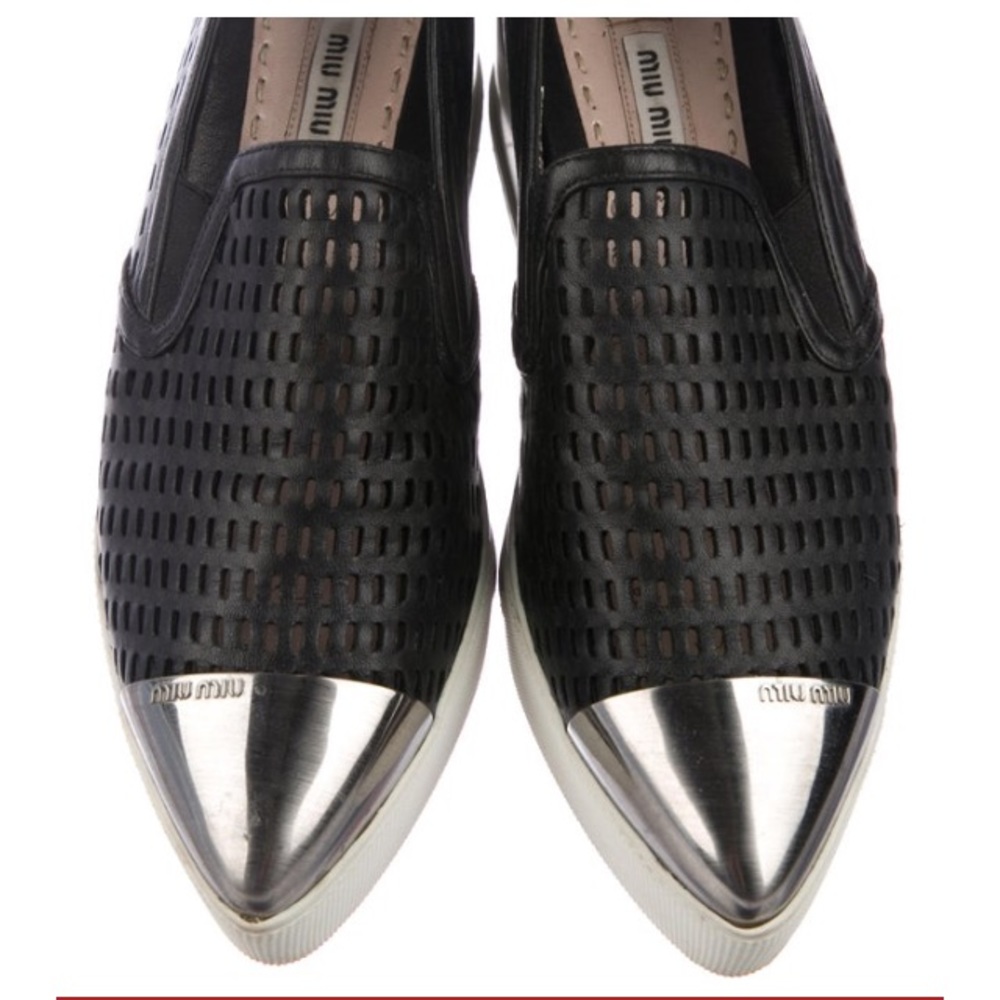 Miu Miu Black Lazer Cut Platform Sneakers